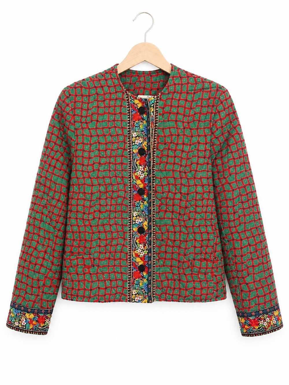 Vintage Vera Bradley Quilted Green Pattern with Floral Print Blazer Size M